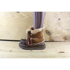 Born Boots Womens Sz 10 Shearling Lined Brown Leather Lace Up Shoes